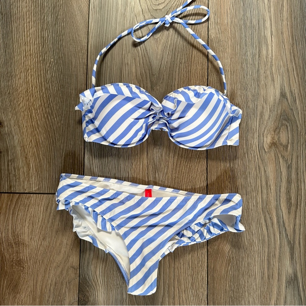 Victoria’s Secret Striped Bikini Set 36B top Small bottoms